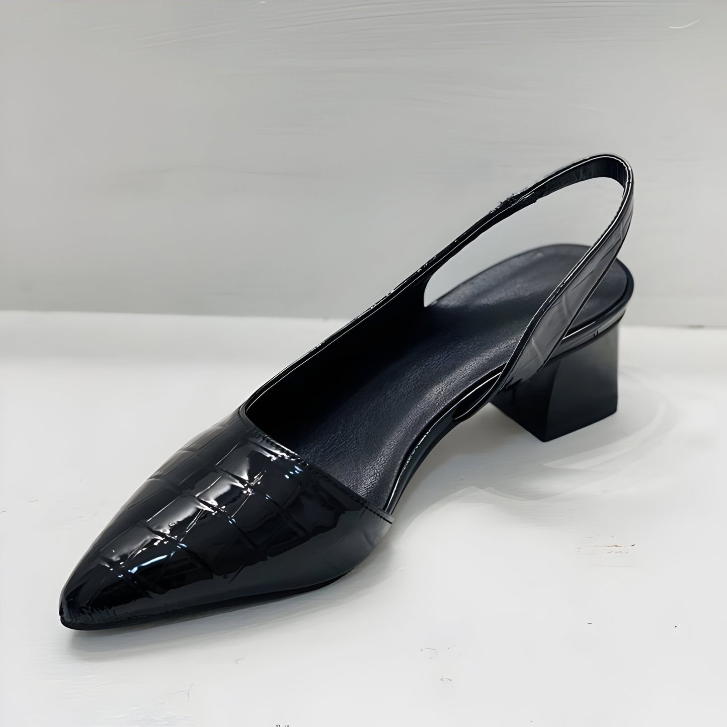 LEONIE – CROCODILE TEXTURED SLINGBACK HEELS