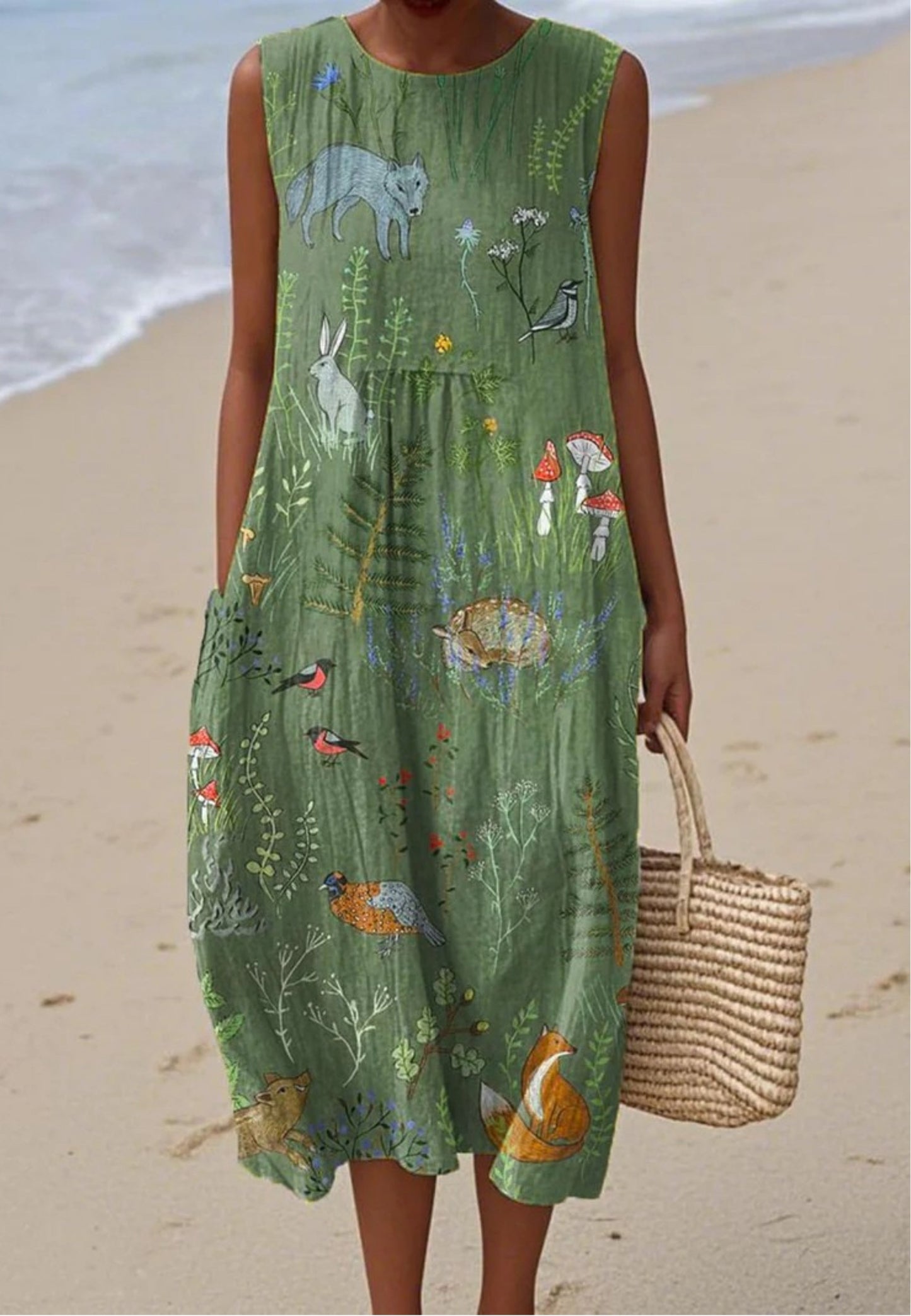 SADIE | DRESS WITH VINTAGE WOODLAND ANIMAL PRINT