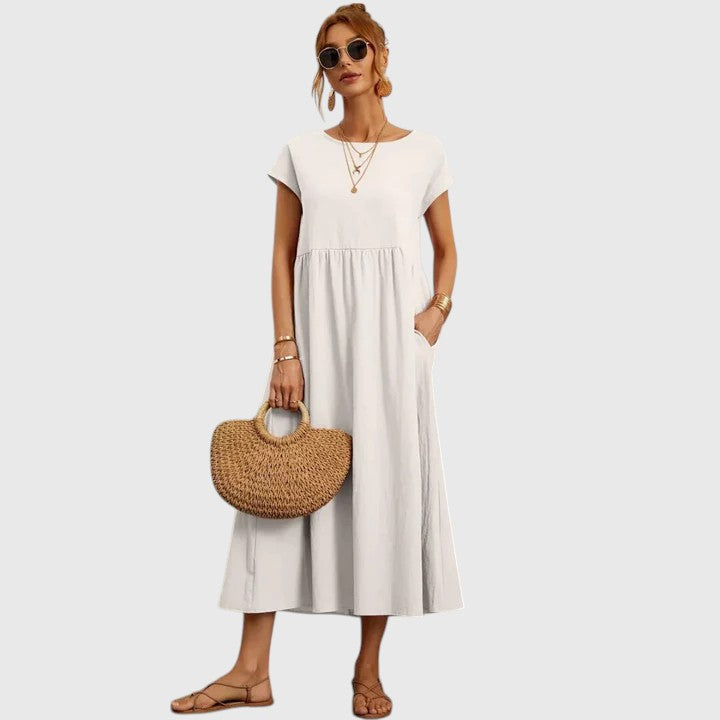 Nora™ | Short Sleeve Midi Dress