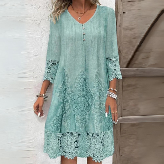 Alvinea™ | Lace-Trim A-Line Dress