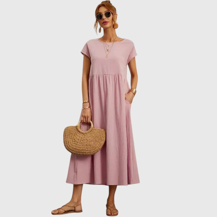 Nora™ | Short Sleeve Midi Dress