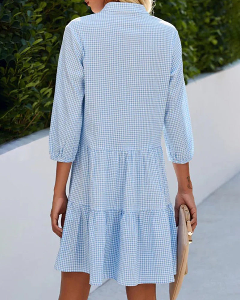 Elodie™ | Gingham Button-Up Mini Dress