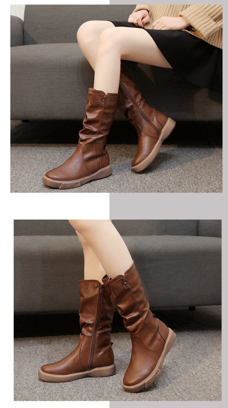 Waterproof Vegan Leather Boots with Zipper