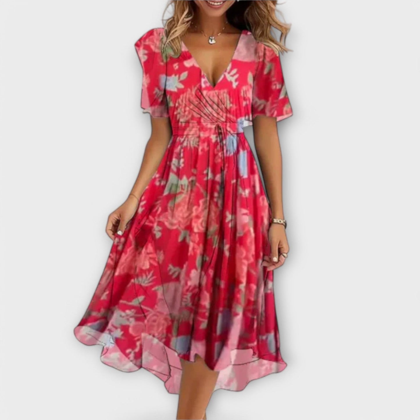 Annegret - Women's Dress with V-Neck