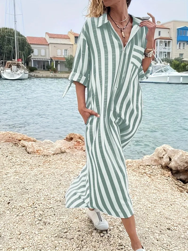 Danica™ | Striped Button-Down Shirt Dress