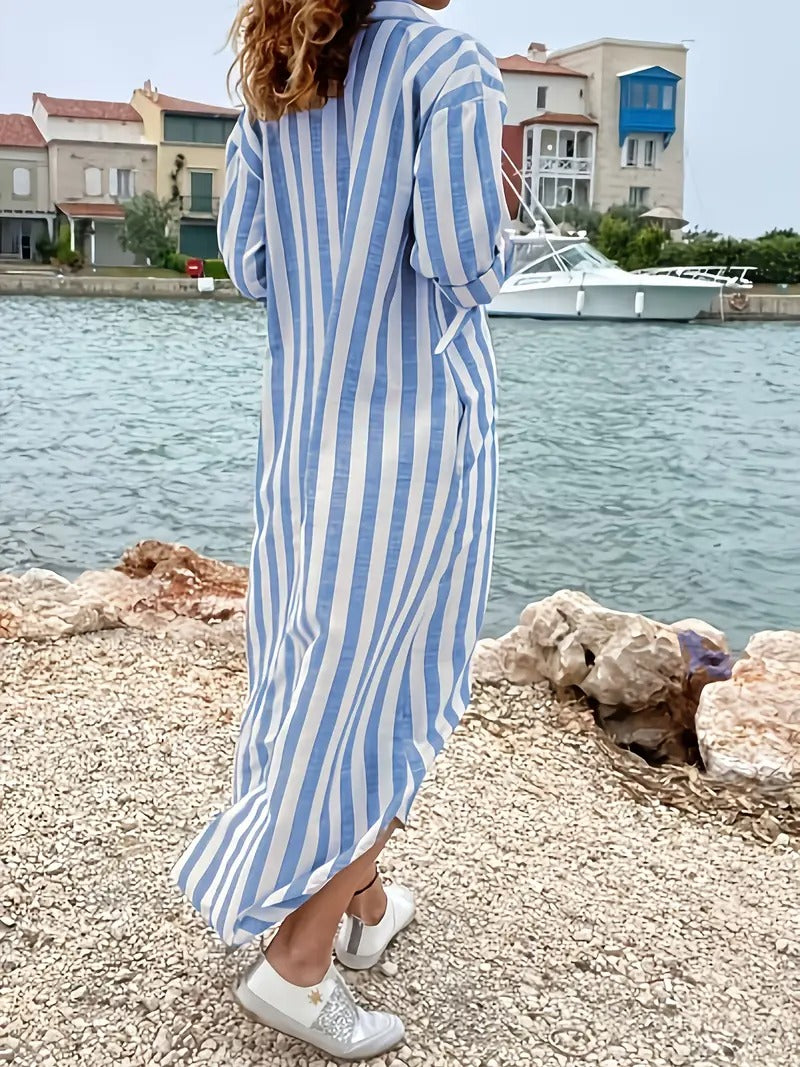 Danica™ | Striped Button-Down Shirt Dress